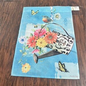 Evergreen enterprise spring floral bird watering can garden flag